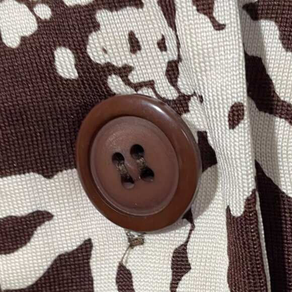Diane Von Furstenburg Brown and White 100% Silk Jersey Split Collar Tunic Size 6 - Picture 7 of 7